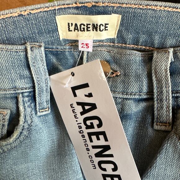 L'Agence Patchwork Two Tone Straight Leg Jeans Size 25 NWT - Picture 3 of 3